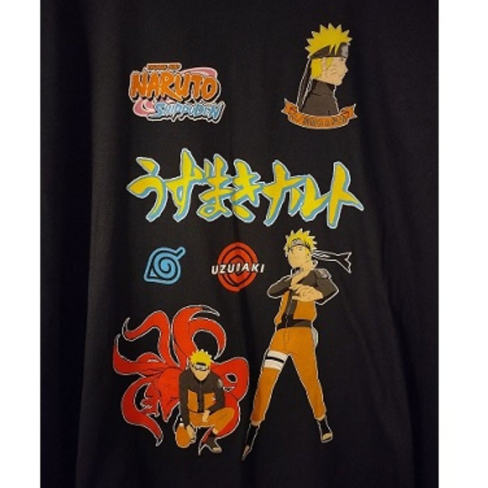 New Naruto Uzumaki Graphic Print Black Tshirt Size 3X  NWOT